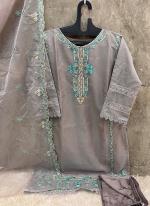 Organza Grey Traditional Wear Embroidery Work Readymade Pakistani Suit